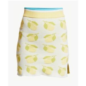 SOLID & STRIPED Lemon Print Cotton Rosie Mini Knit Skirt Size M